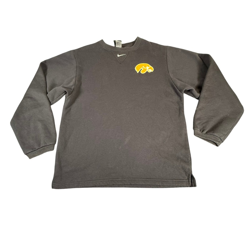 Vtg Nike Team Black Size XL Made In USA Iowa Hawkeyes Center Swoosh Crewneck
